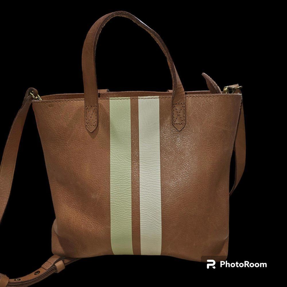 Madewell The Zip-Top Transport Leather Crossbody Striped Edition
